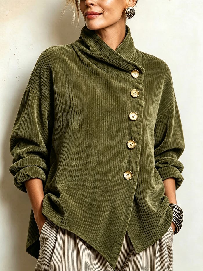 Sandra | Giacca oversize con collo alto asimmetrico