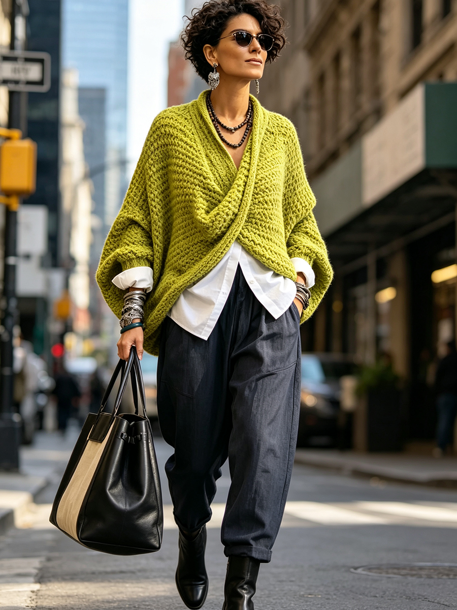 Celia | Maglione Incrociato in Maglia