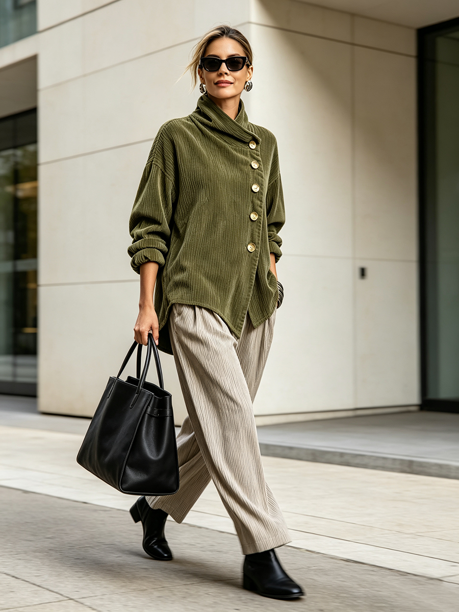 Sandra | Giacca oversize con collo alto asimmetrico