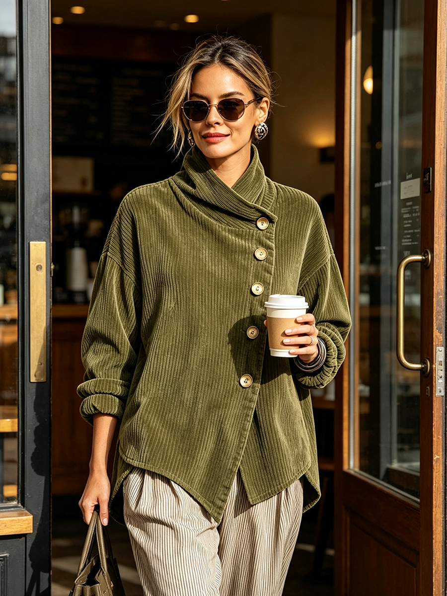 Sandra | Giacca oversize con collo alto asimmetrico